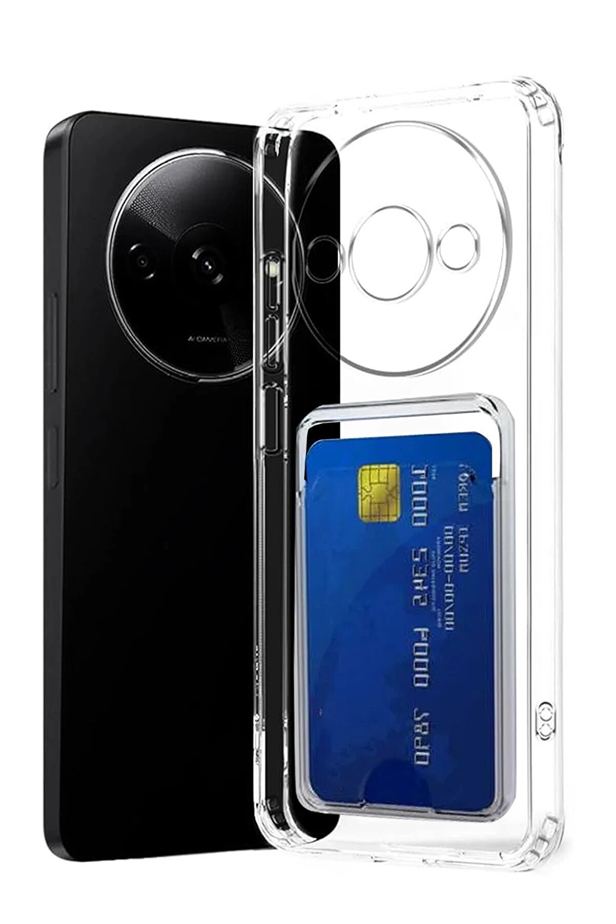 CepteToptan Xiaomi Redmi A3 4G Kılıf Kart Şeffaf Silikon - Şeffaf - DROPX6746-1755