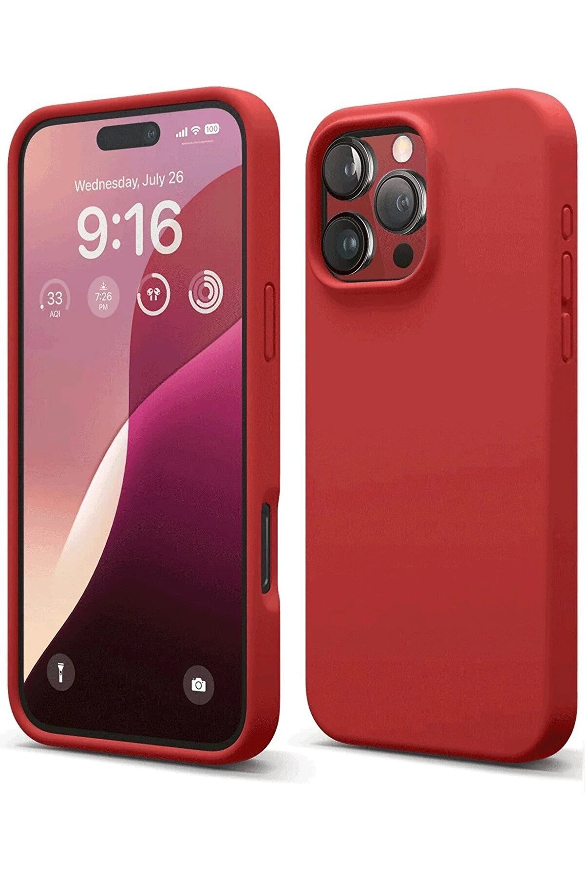 CepteToptan iPhone 16 Pro Max Kılıf Nano i&ccedil;i Kadife Silikon - Kırmızı - DROPX1345-4308