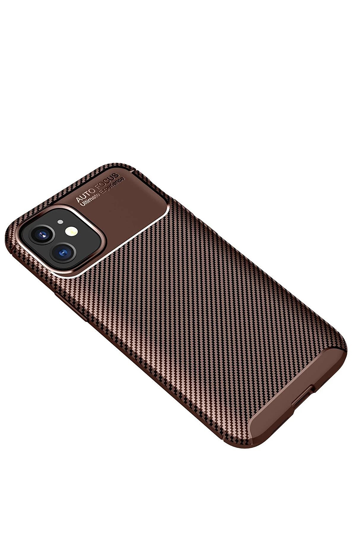 İphone 12 Mi̇ni̇ Kılıf Auto Focus Karbon Kapak - Kahverengi̇ - Ogz7146-6487
