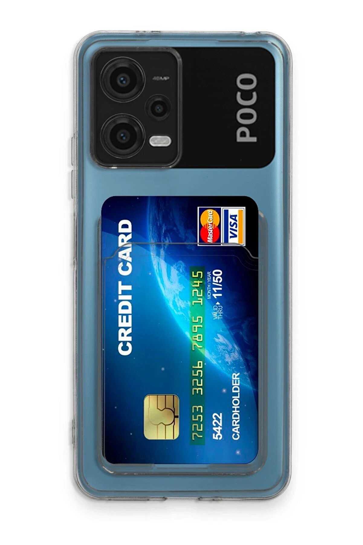 CepteToptan Xiaomi Poco X5 5G Kılıf Kart Şeffaf Silikon - Şeffaf - DROPX7762-6323