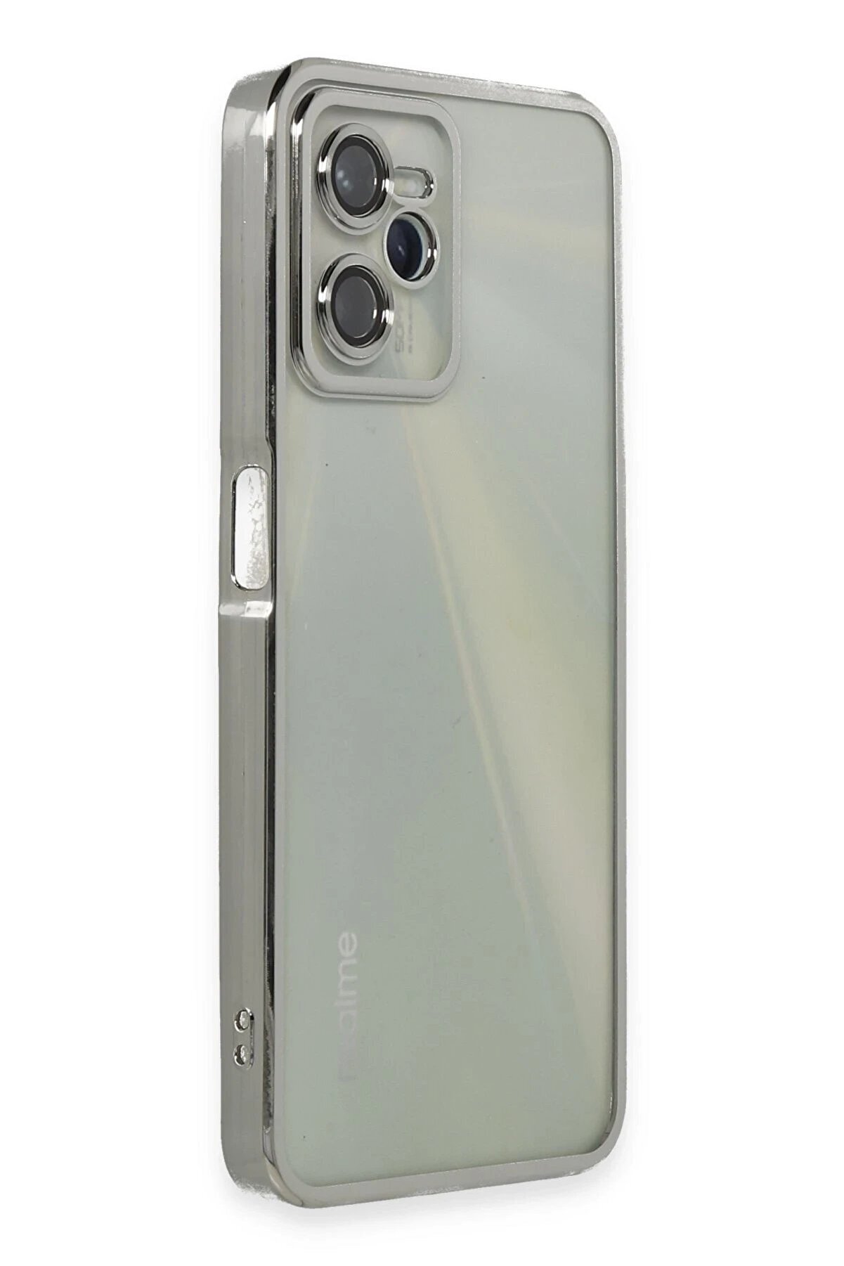 Realme C35 Kılıf Lensli̇ Si̇li̇kon - Gümüş - Dropx9429-8330