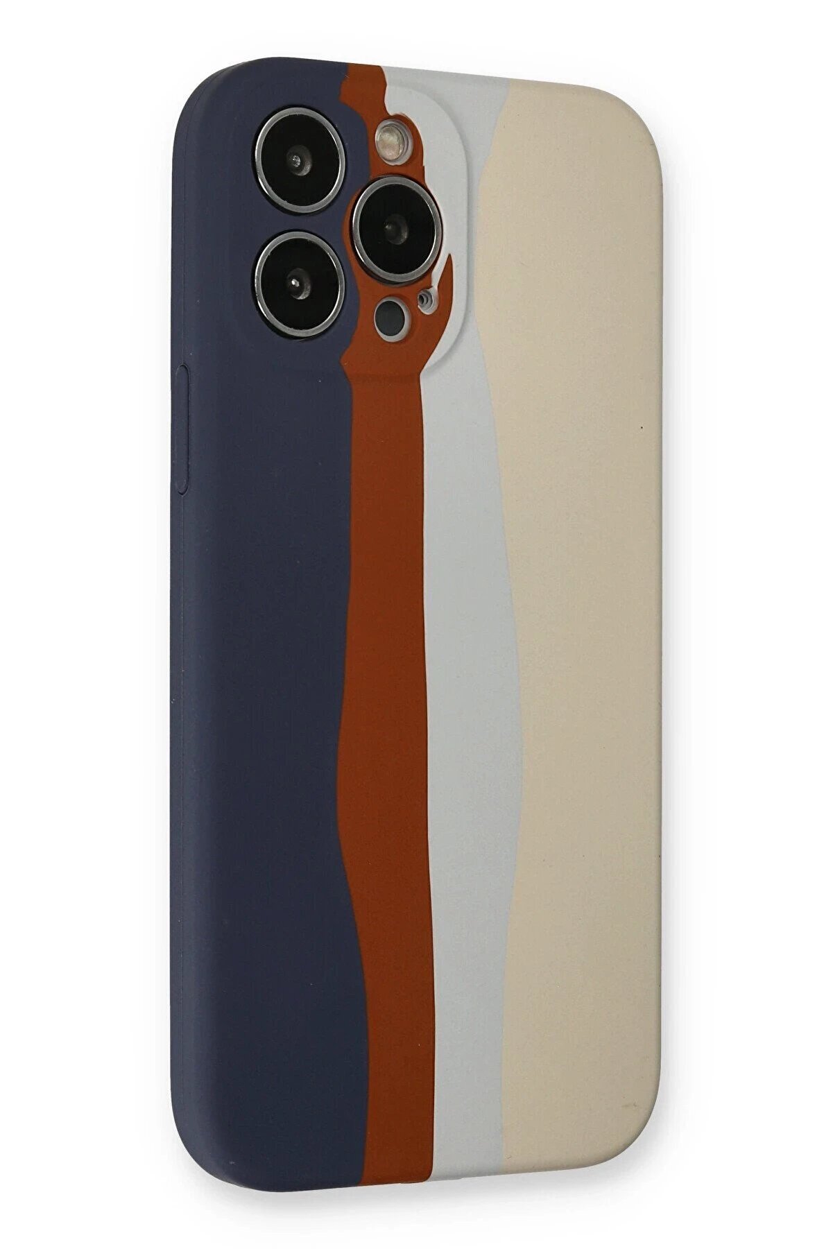 İphone 13 Pro Kılıf Ebruli̇ Lansman Si̇li̇kon - Laci̇vert-Krem - Dropx6941-4409