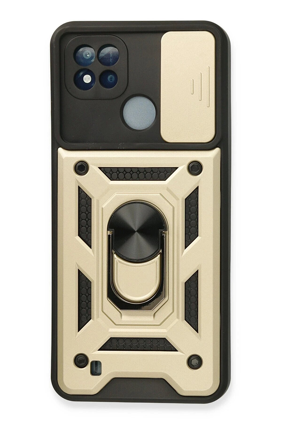 CepteToptan Realme C11 2021 Kılıf Pars Lens Yüzüklü Silikon - Gold - DROPX5330-1058