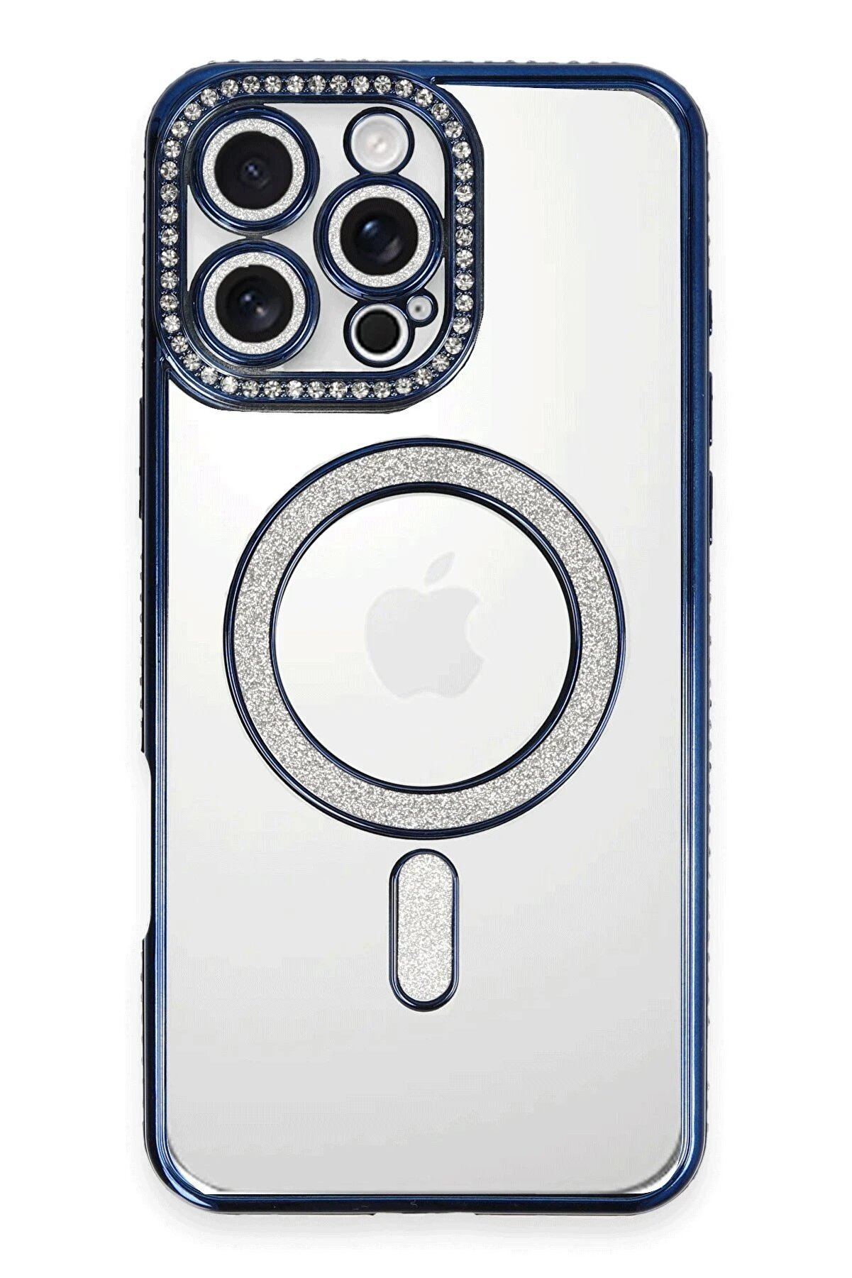 CepteToptan iPhone 16 Pro Kılıf Joke Simli Magneticsafe Kılıf - Lacivert - DROPX8330-5823