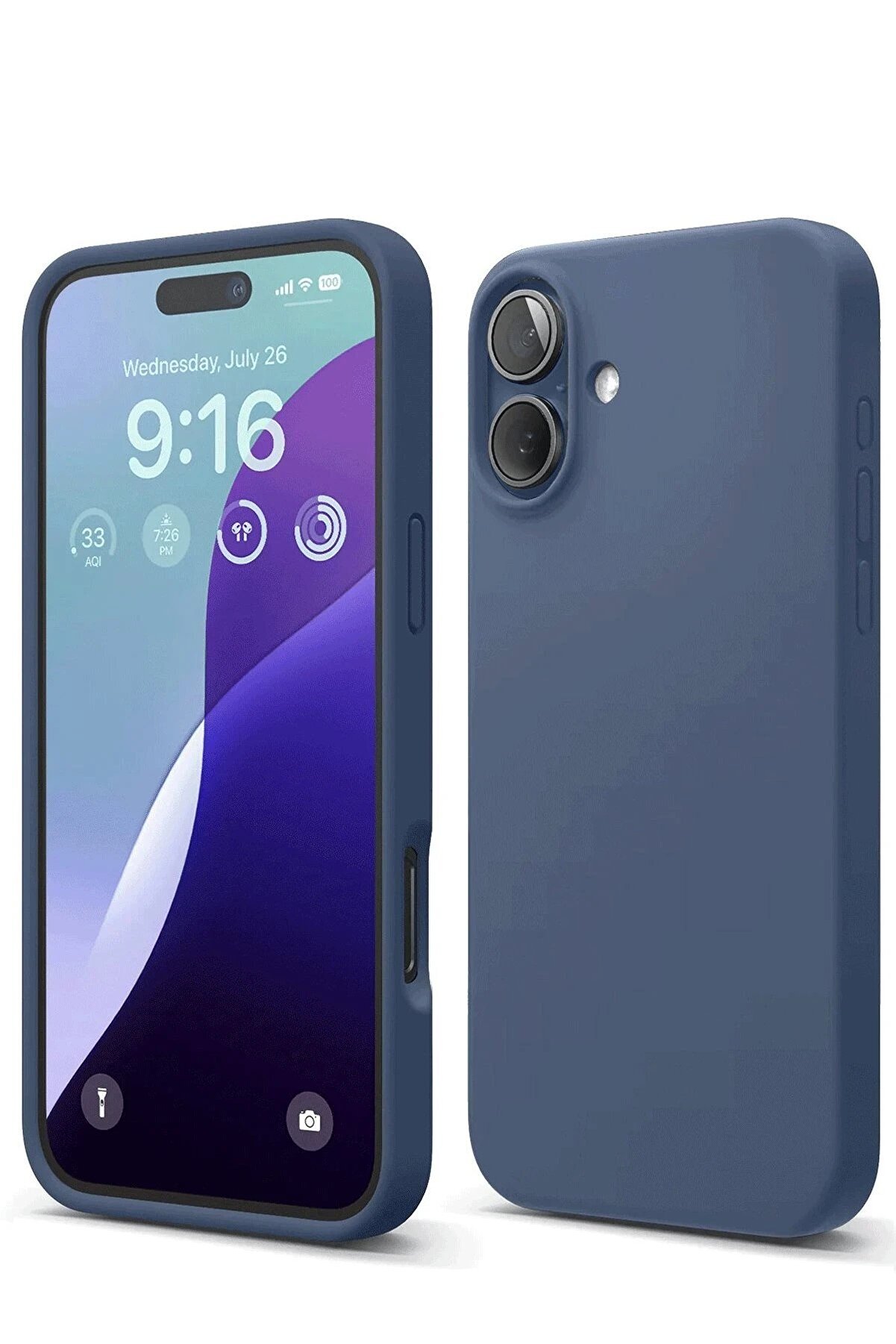 CepteToptan iPhone 16 Kılıf Nano i&ccedil;i Kadife Silikon - Lacivert - DROPX3860-6944