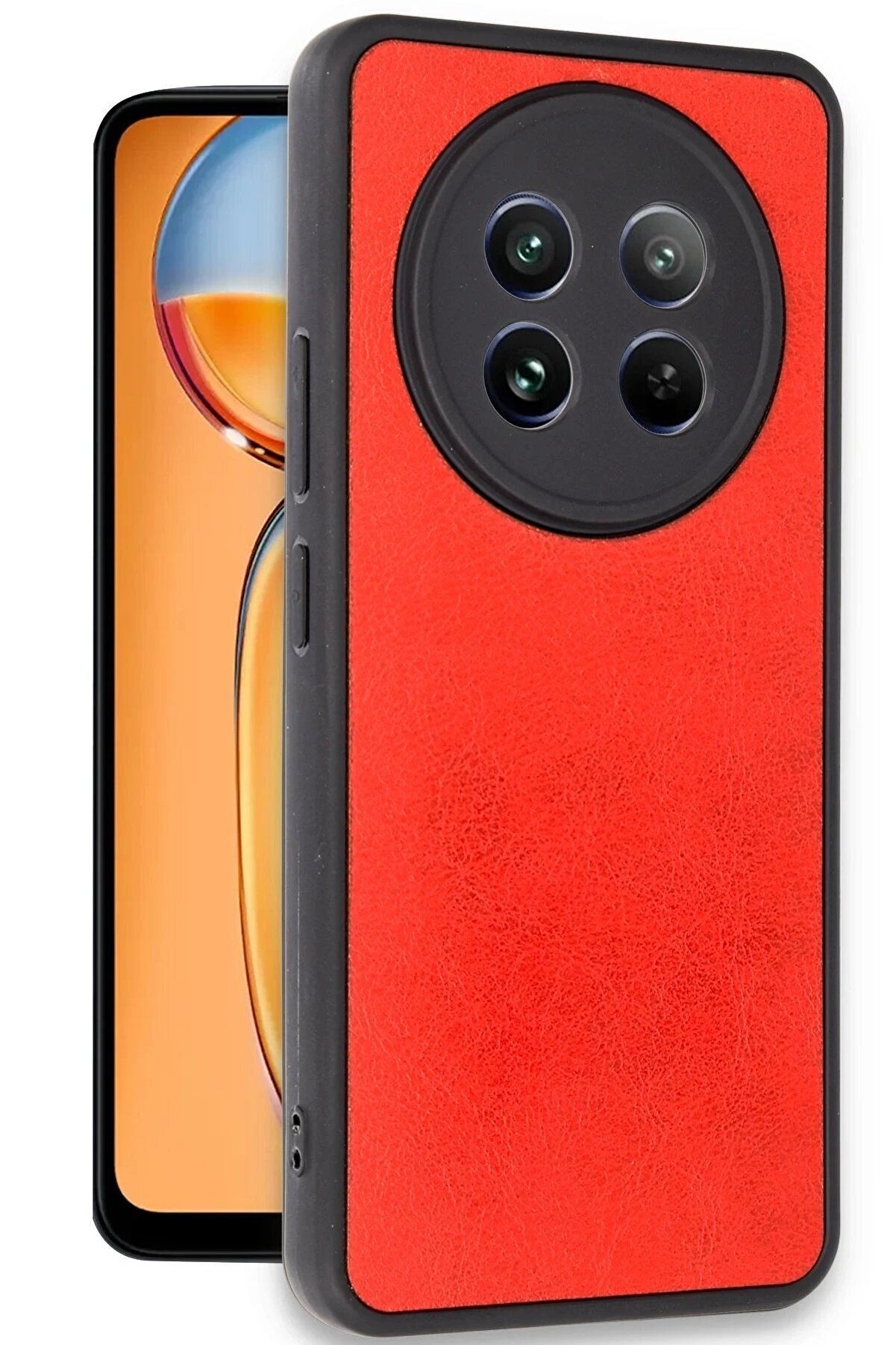 Realme 12 5G Kılıf Aras Deri̇ Kapak - Kırmızı - Dropx4457-5769