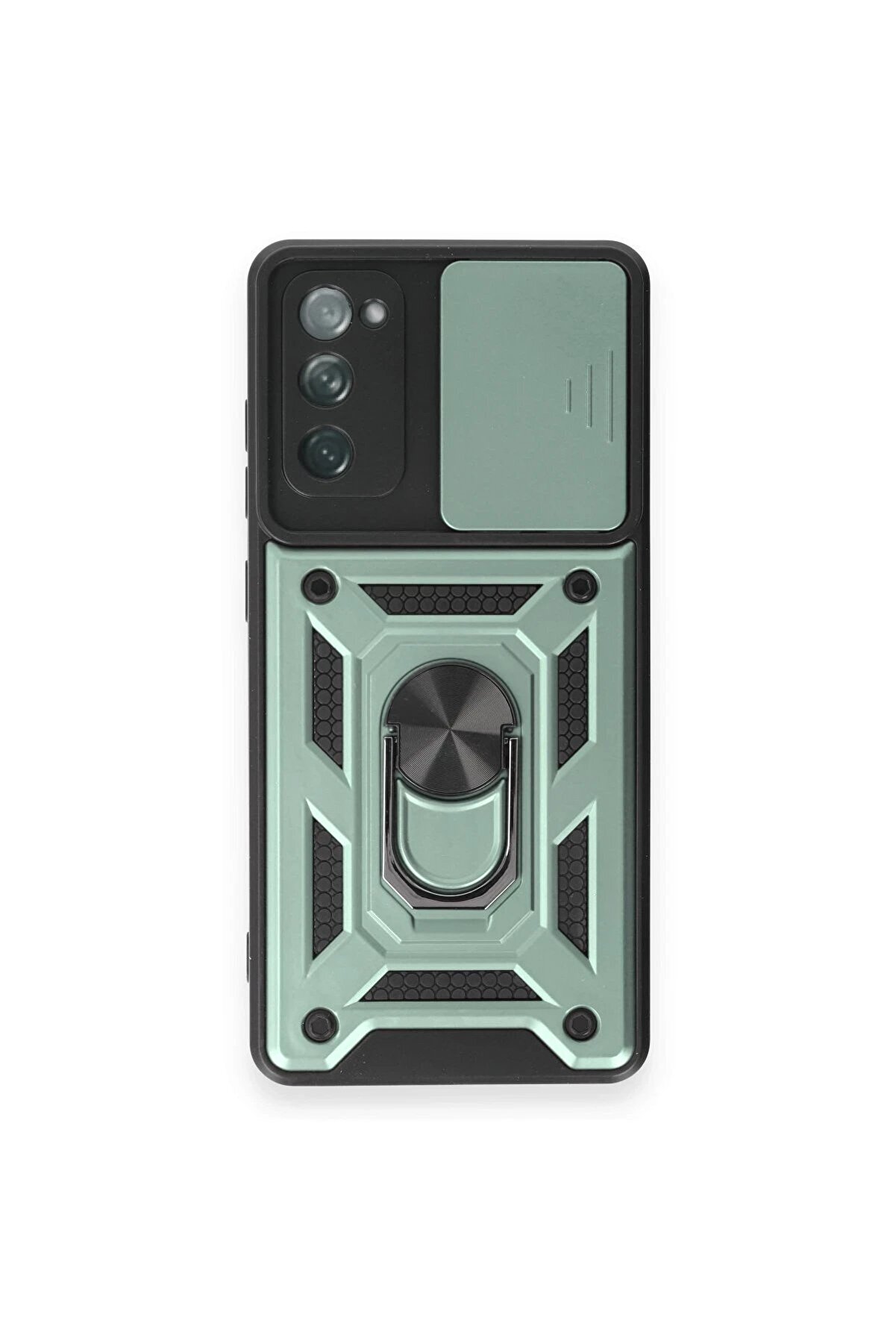 CepteToptan Samsung Galaxy S20 FE Kılıf Pars Lens Yüzüklü Silikon - Yeşil - DROPX7251-6738