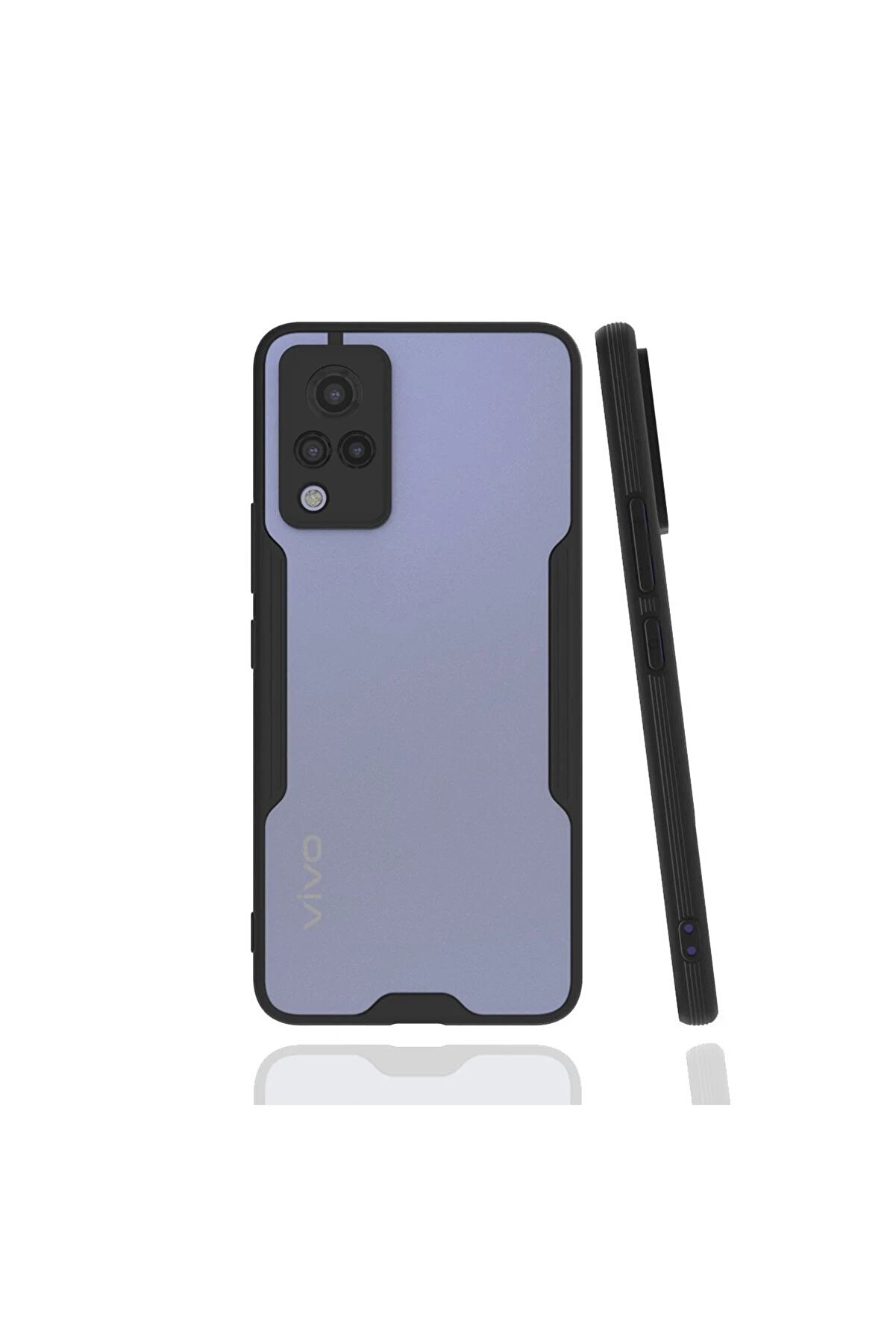 CepteToptan Vivo V21 Kılıf Platin Silikon - Siyah - DROPX1965-4005