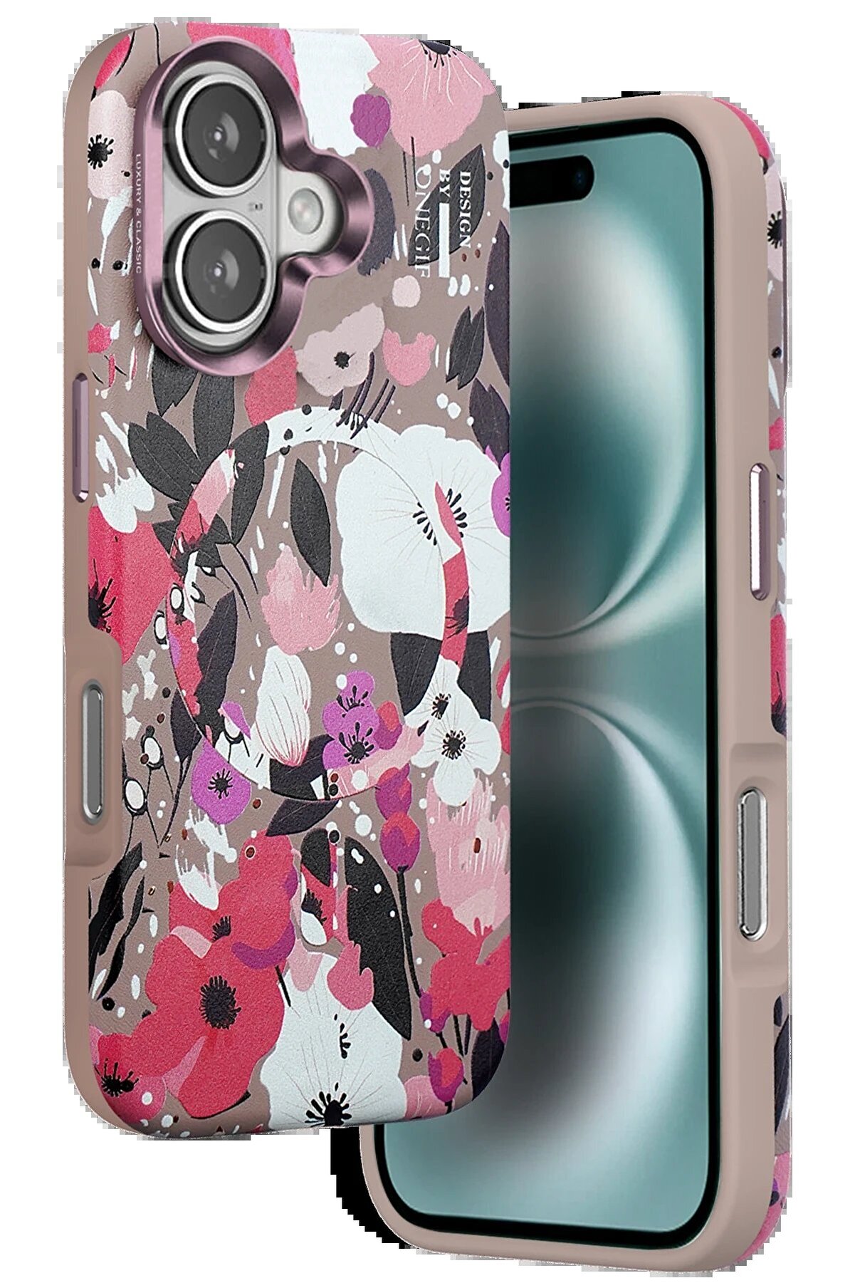 İphone 16 Flower Seri̇es Magsafe Kapak - Pembe - Dropx9463-1800
