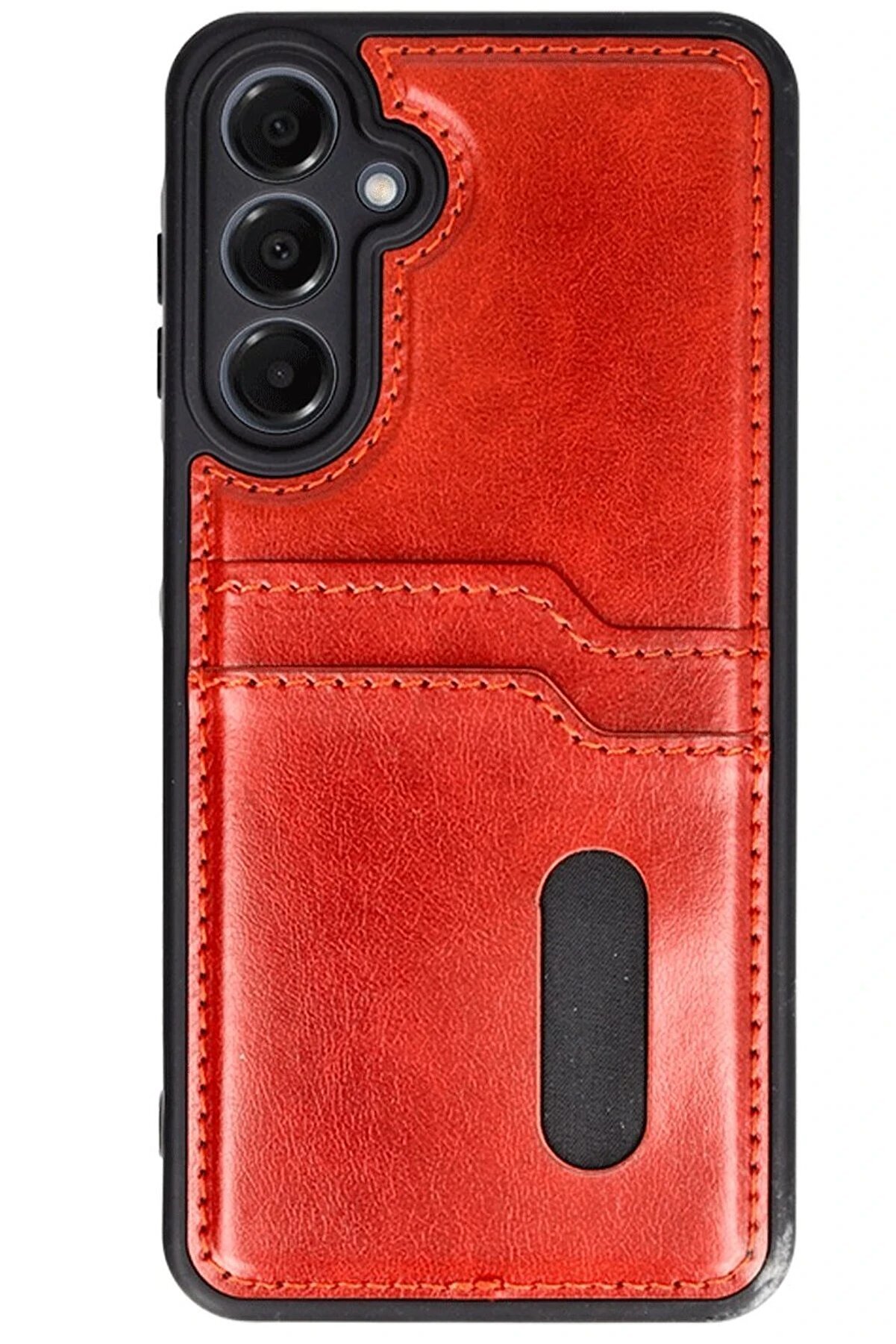 CepteToptan Samsung Galaxy S24 FE Kılıf Sara Kartvizitli Deri Kılıf - Kırmızı - DROPX3890-2386