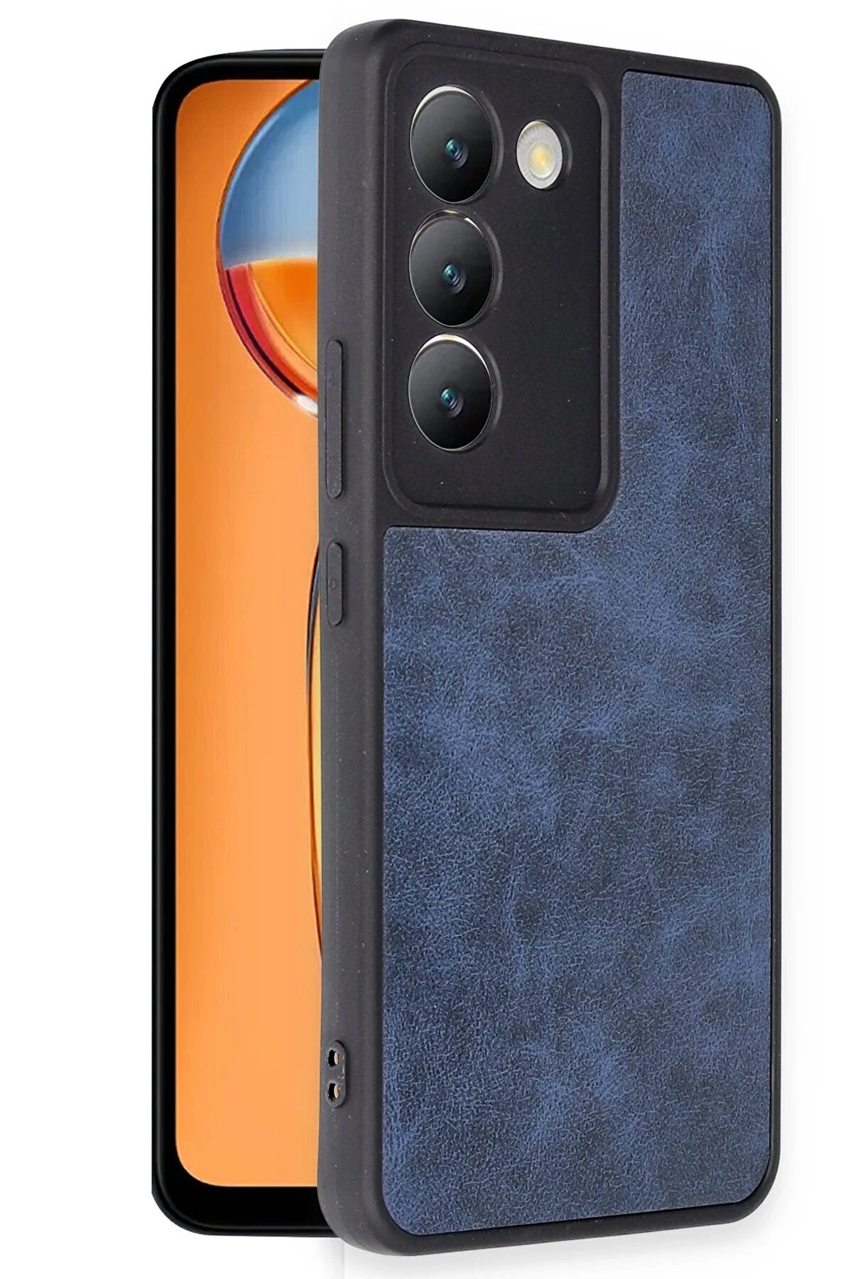 Vi̇vo V30 Li̇te 4G Kılıf Aras Deri̇ Kapak - Laci̇vert - Dropx2377-9387