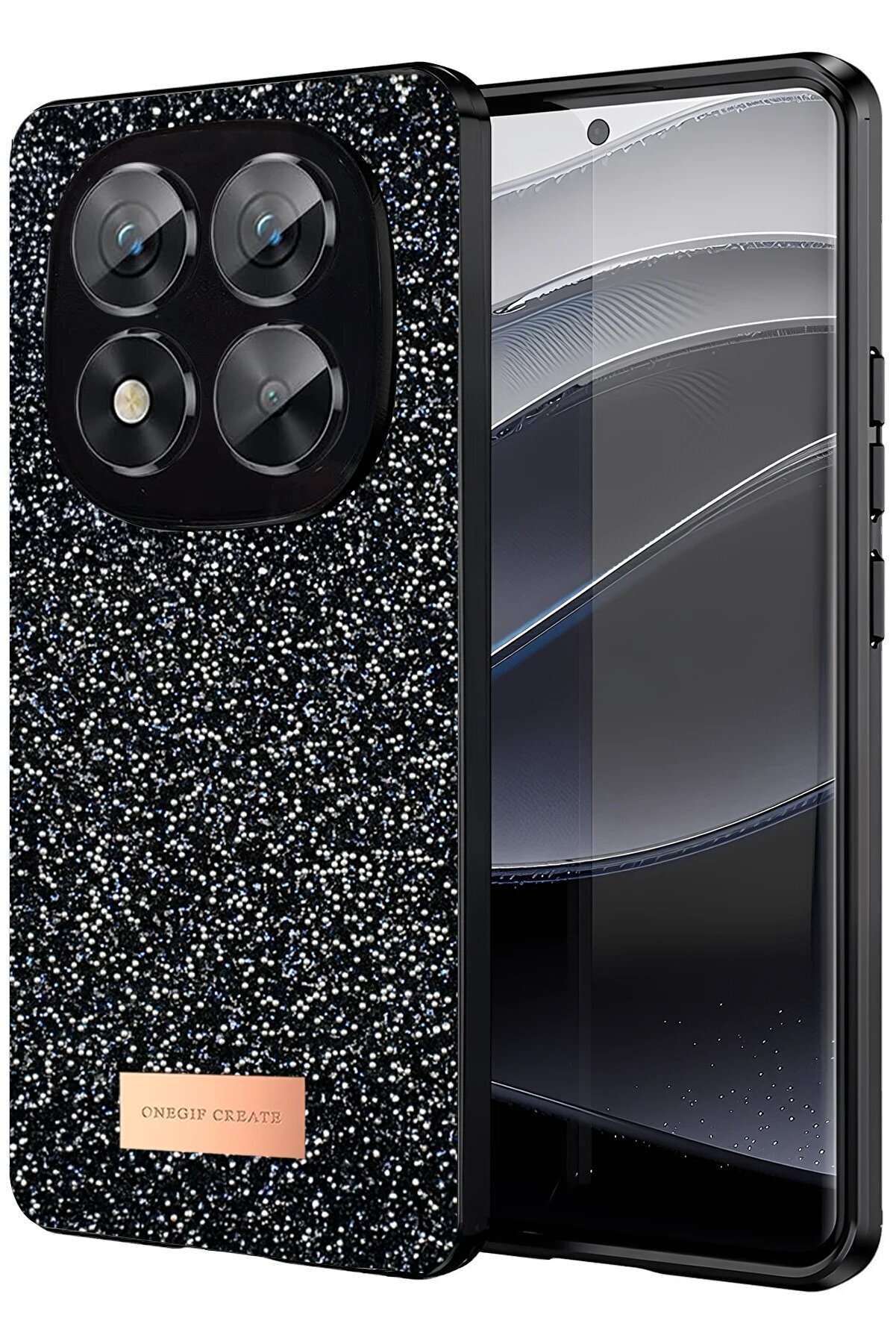 CepteToptan Xiaomi Redmi Note 14 Pro 5G Bright Simli Kapak - Siyah - DROPX4988-2166