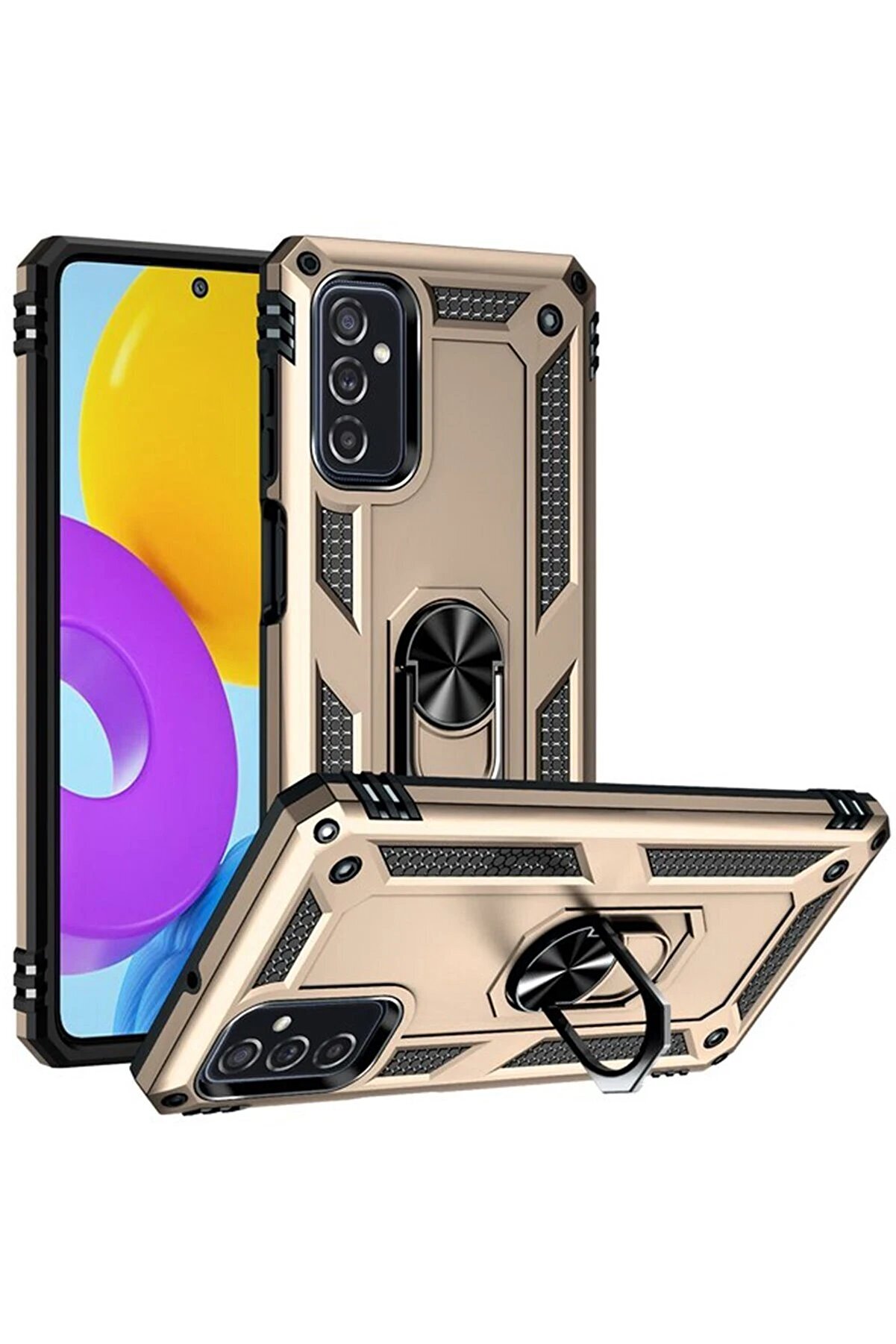 CepteToptan Samsung Galaxy M52 5G Kılıf Sofya Yüzüklü Silikon Kapak - Gold - DROPX6941-3201