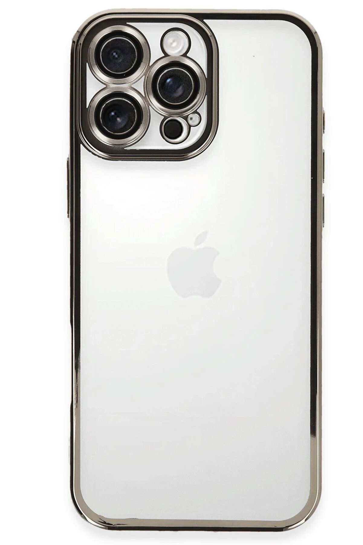 CepteToptan iPhone 16 Pro Max Kılıf Lensli Silikon - Titanyum Gri - DROPX3847-4826