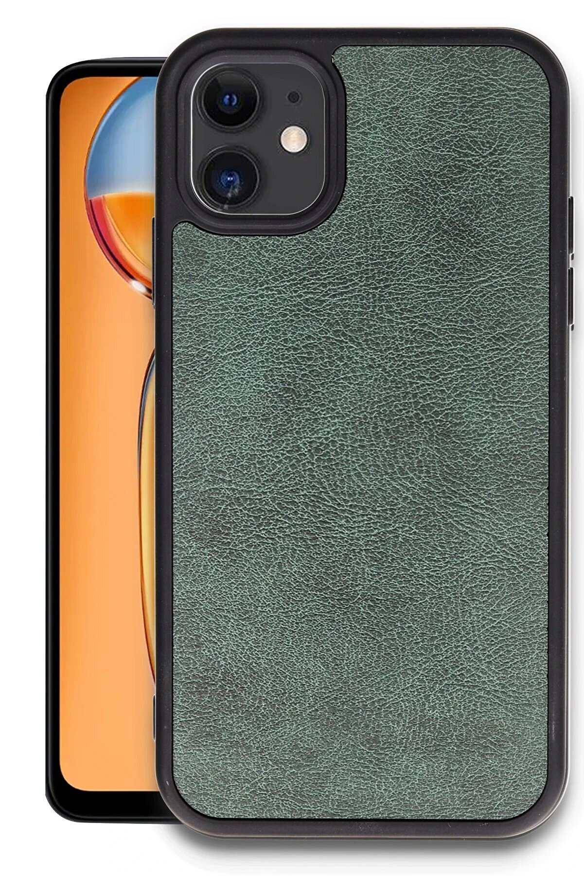 CepteToptan iPhone 11 Kılıf Aras Deri Kapak - Koyu Yeşil - DROPX6331-2564