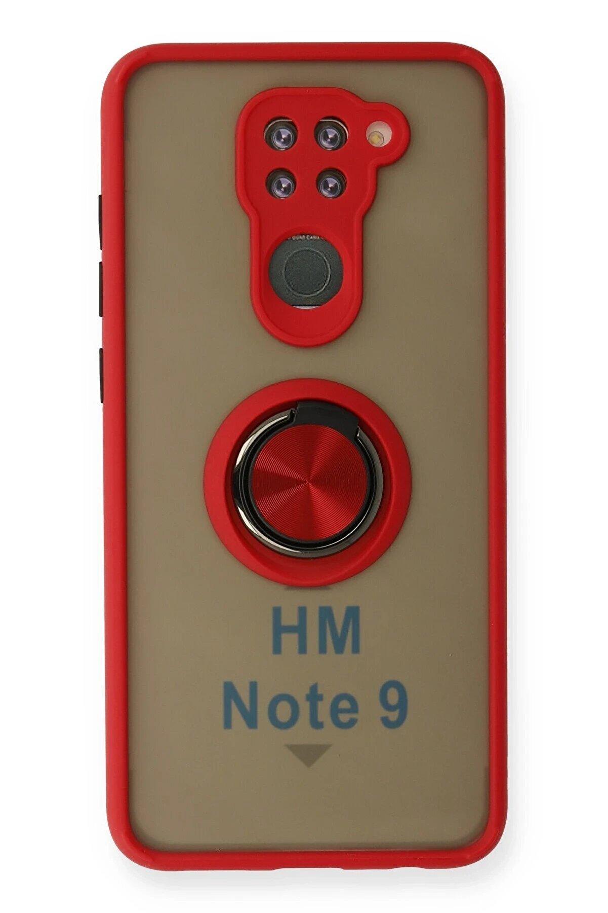 CepteToptan Xiaomi Redmi Note 9 Kılıf Montreal Yüzüklü Silikon Kapak - Kırmızı - DROPX2108-1703