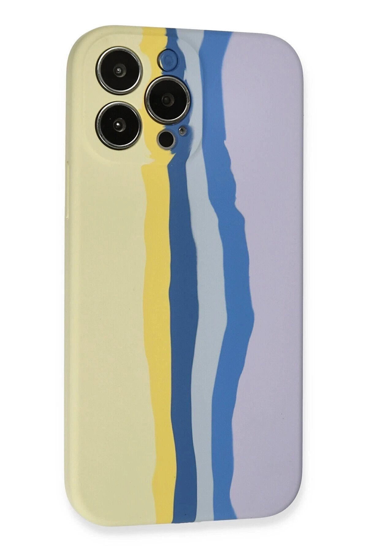 İphone 13 Pro Kılıf Ebruli̇ Lansman Si̇li̇kon - Sarı-Li̇la - Dropx1650-7880