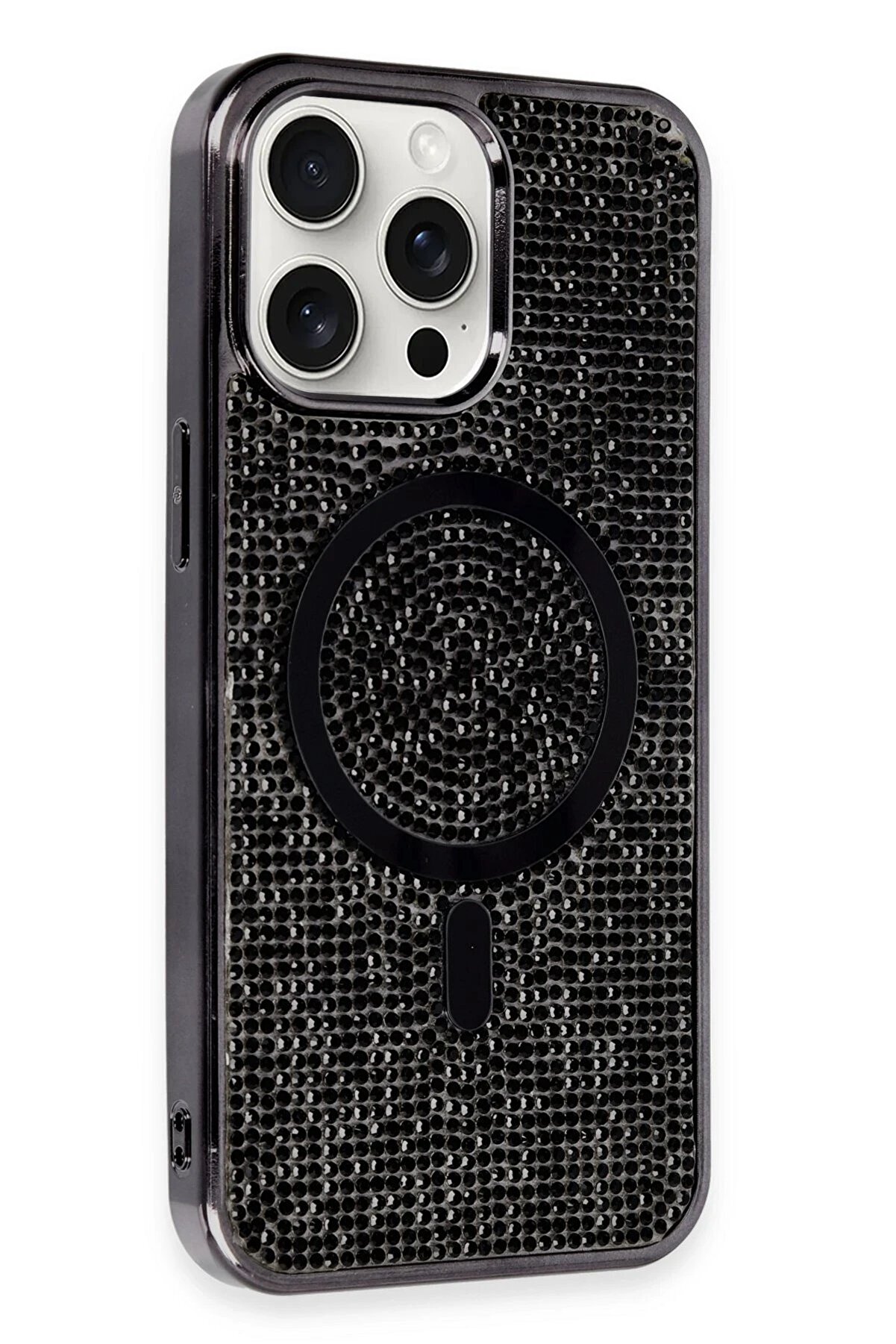 CepteToptan iPhone 15 Pro Max Kılıf Diamond Magsafe Kapak - Siyah - DROPX1505-1178