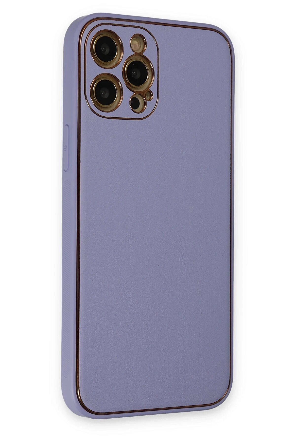 İphone 12 Pro Kılıf Coco Deri̇ Si̇li̇kon Kapak - A&ccedil;ık Li̇la - Dropx6355-5279