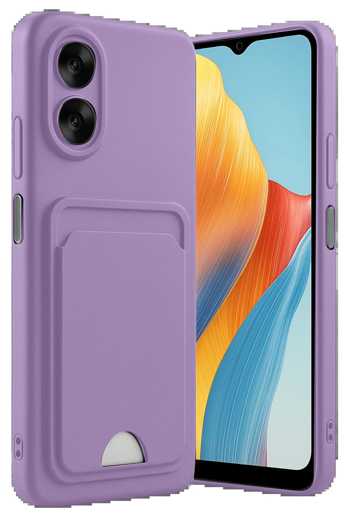 CepteToptan Oppo A38 Kılıf Kelvin Kartvizitli Silikon - Lila - DROPX6590-1456