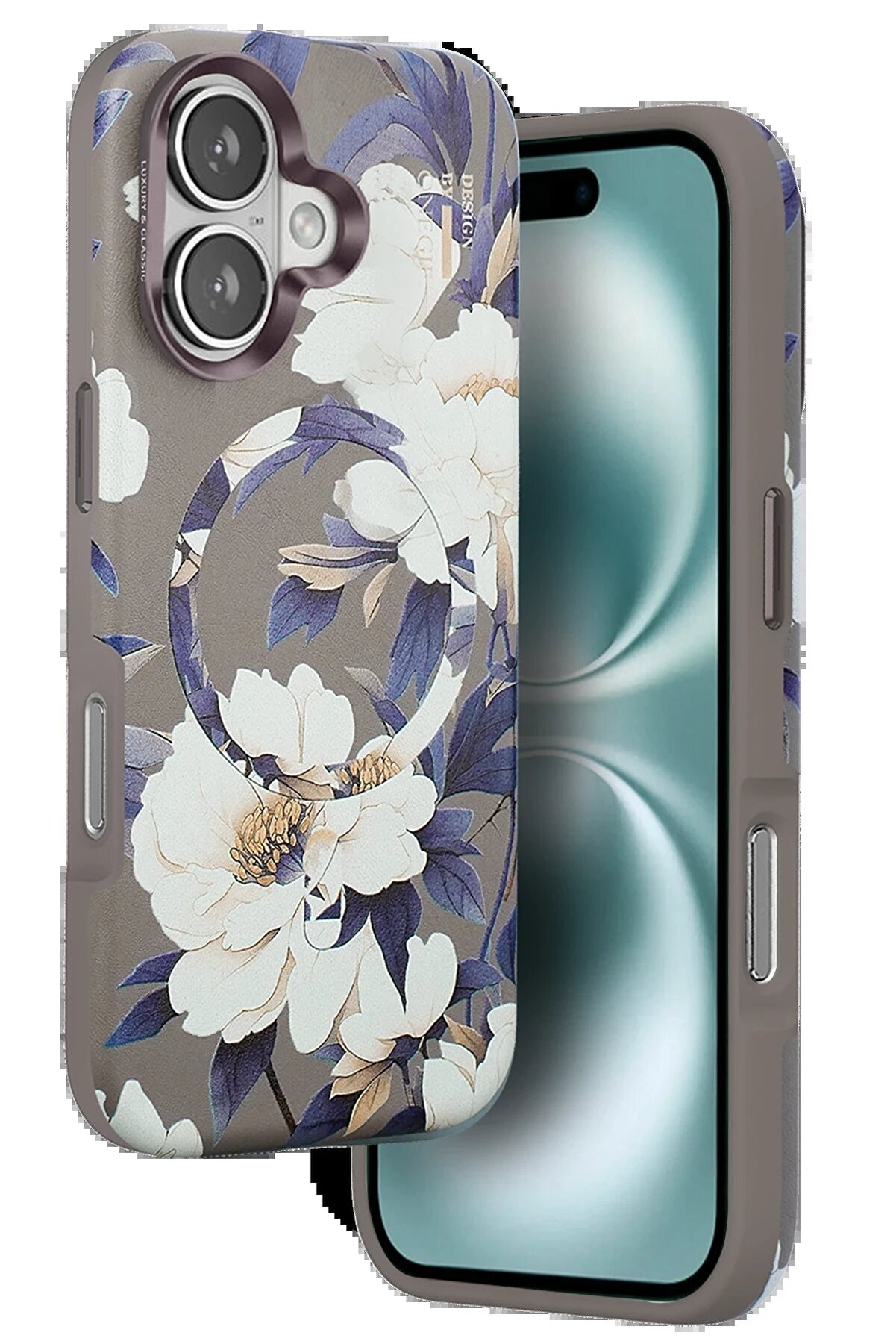 İphone 16 Flower Seri̇es Magsafe Kapak - Gri̇ - Dropx1492-8827