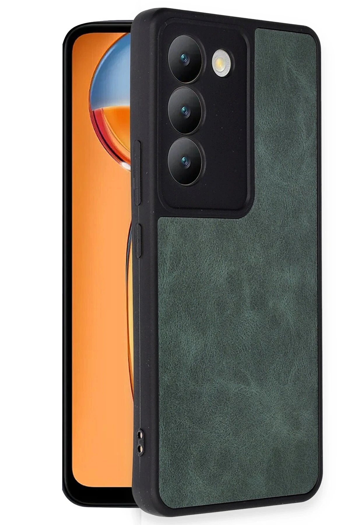 Vi̇vo V30 Li̇te 4G Kılıf Aras Deri̇ Kapak - Koyu Yeşi̇l - Dropx6072-1854