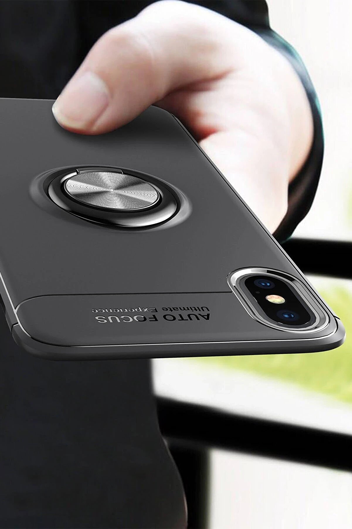 İphone Xs Max Kılıf Range Yüzüklü Si̇li̇kon - Si̇yah-Kırmızı - Dropx7259-9848