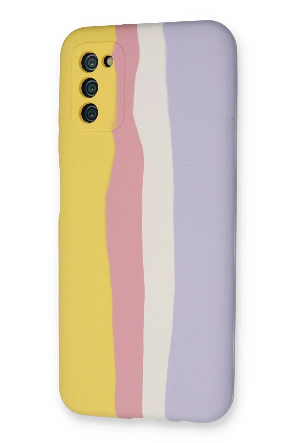 Samsung Galaxy A03S Kılıf Ebruli̇ Lansman Si̇li̇kon - Sarı-Mavi̇ - Dropx4822-9367