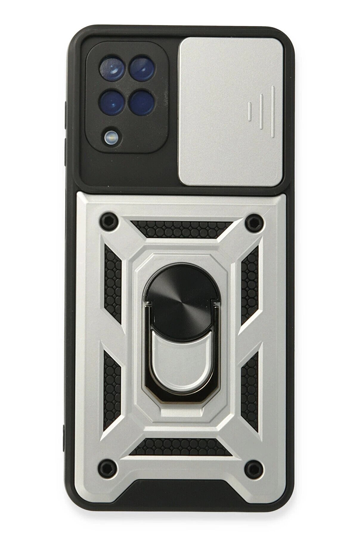 CepteToptan Samsung Galaxy A22 Kılıf Pars Lens Y&uuml;z&uuml;kl&uuml; Silikon - G&uuml;m&uuml;ş - DROPX8432-3290