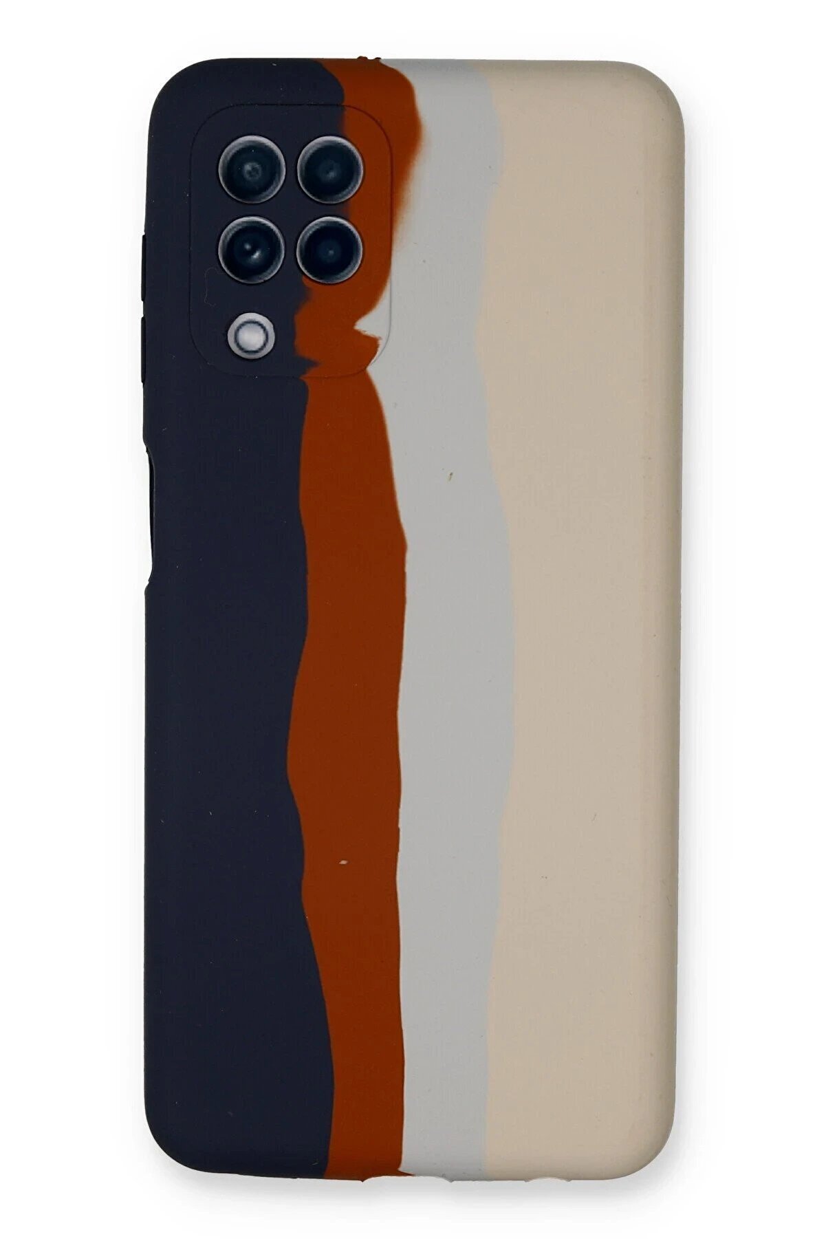 CepteToptan Samsung Galaxy A22 Kılıf Ebruli Lansman Silikon - Lacivert-Krem - DROPX1422-9829