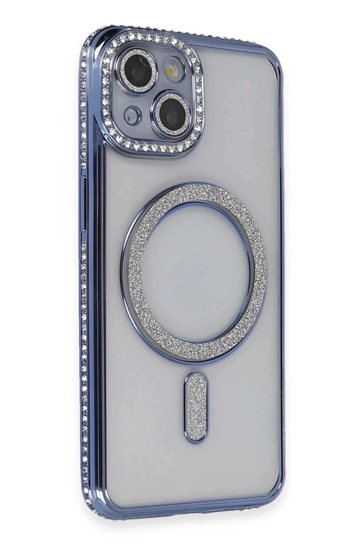 CepteToptan iPhone 14 Kılıf Joke Simli Magneticsafe Kılıf - Mavi - DROPX1436-6951