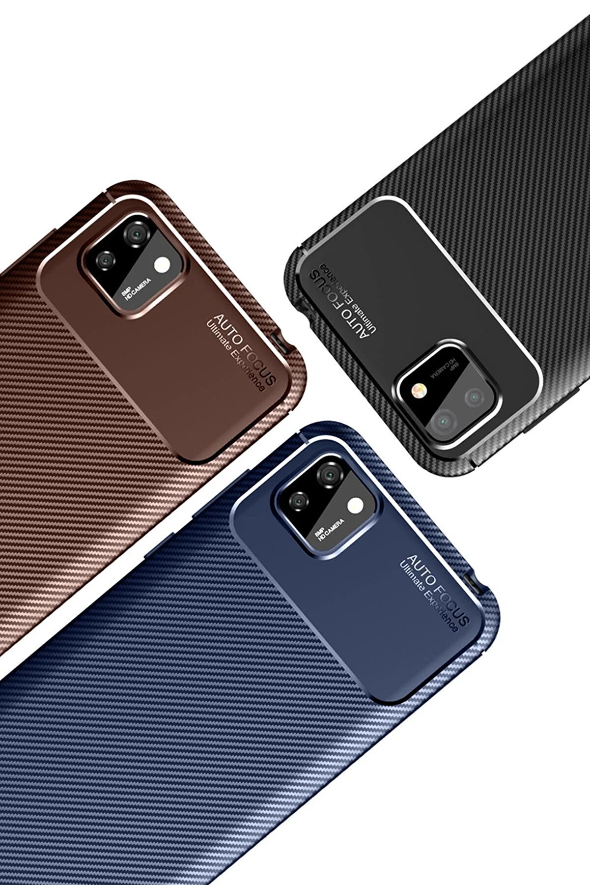 Huawei̇ Y5P Kılıf Auto Focus Karbon Kapak - Kahverengi̇ - Dropx5727-6509