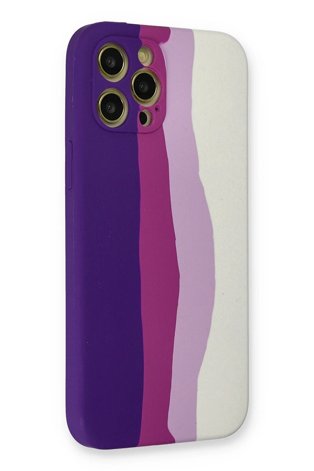 İphone 12 Pro Max Kılıf Ebruli̇ Lansman Si̇li̇kon - Mor-Beyaz - Dropx8879-3032