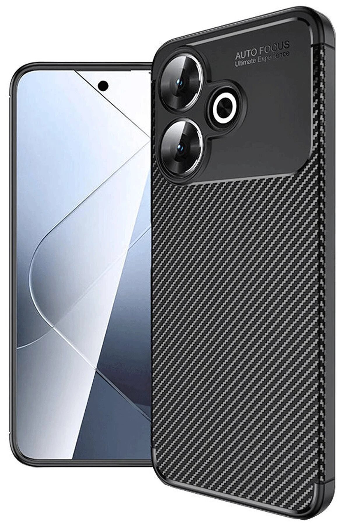 CepteToptan Xiaomi Redmi 13 4G Kılıf Auto Focus Karbon Kapak - Siyah - DROPX5762-2524