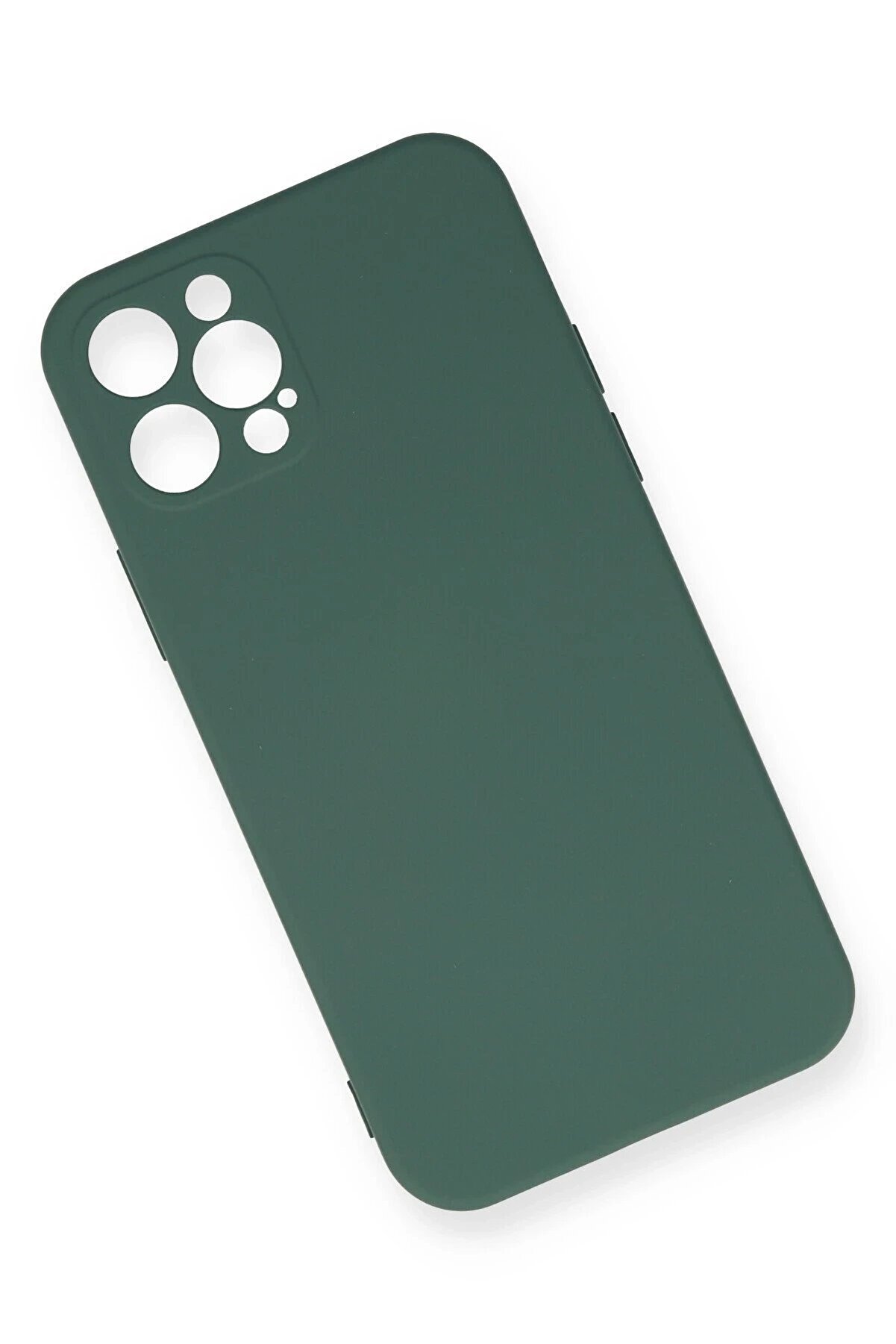 İphone 12 Pro Max Kılıf Nano İçi̇ Kadi̇fe Si̇li̇kon - Koyu Yeşi̇l - Dropx6040-6089