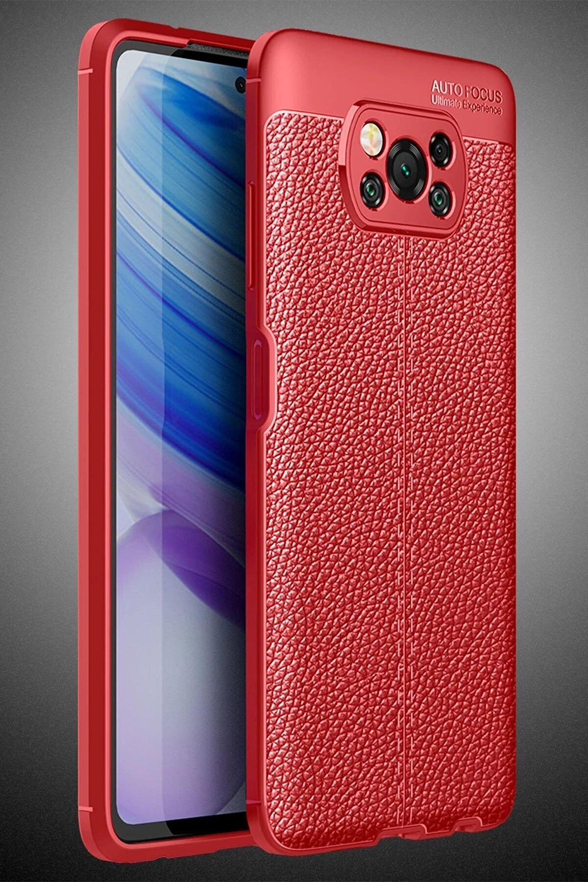 Xi̇aomi̇ Pocophone X3 Kılıf Auto Focus Kapak - Kırmızı - Dropx5327-4884