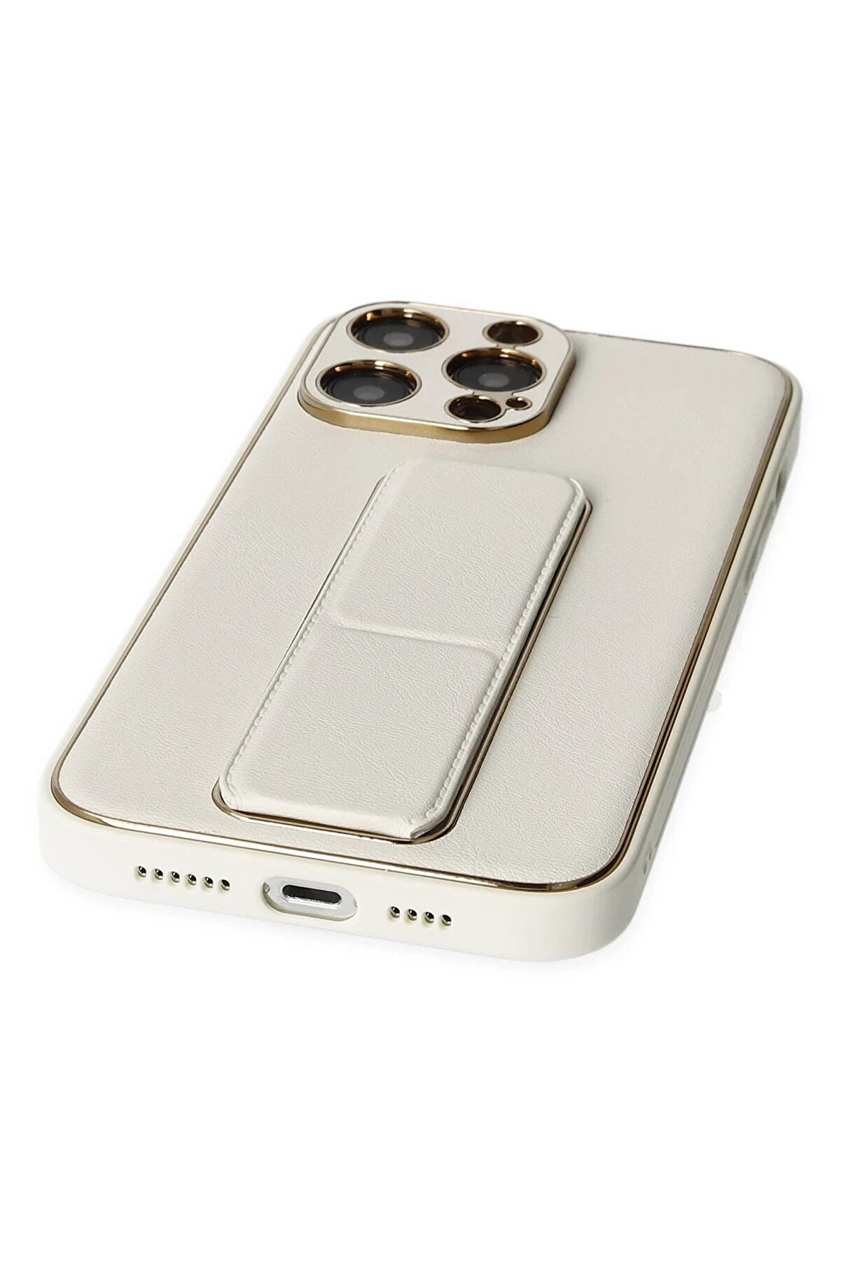 İphone 13 Pro Kılıf Coco Deri̇ Standlı Kapak - Beyaz - Dropx2946-5327