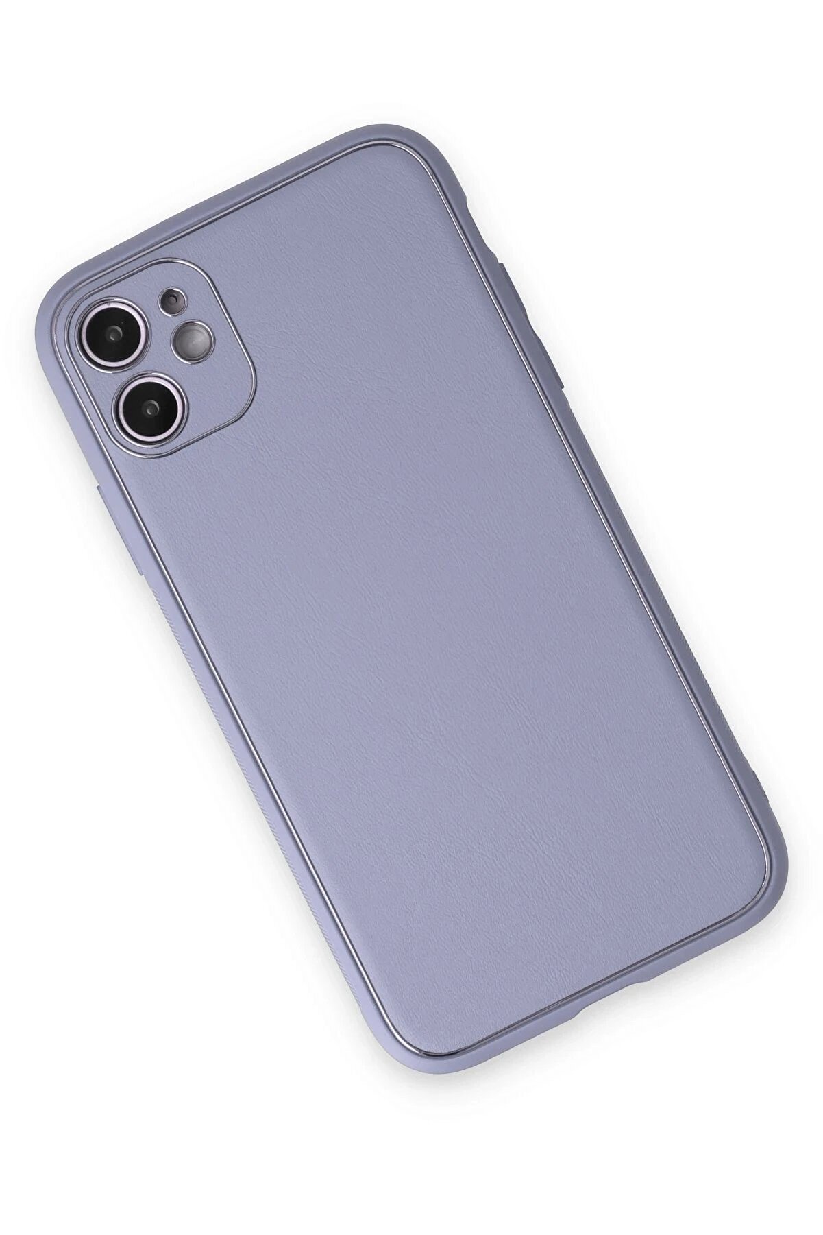 İphone 12 Kılıf Coco Deri̇ Si̇li̇kon Kapak - Açık Li̇la - Dropx4543-3486