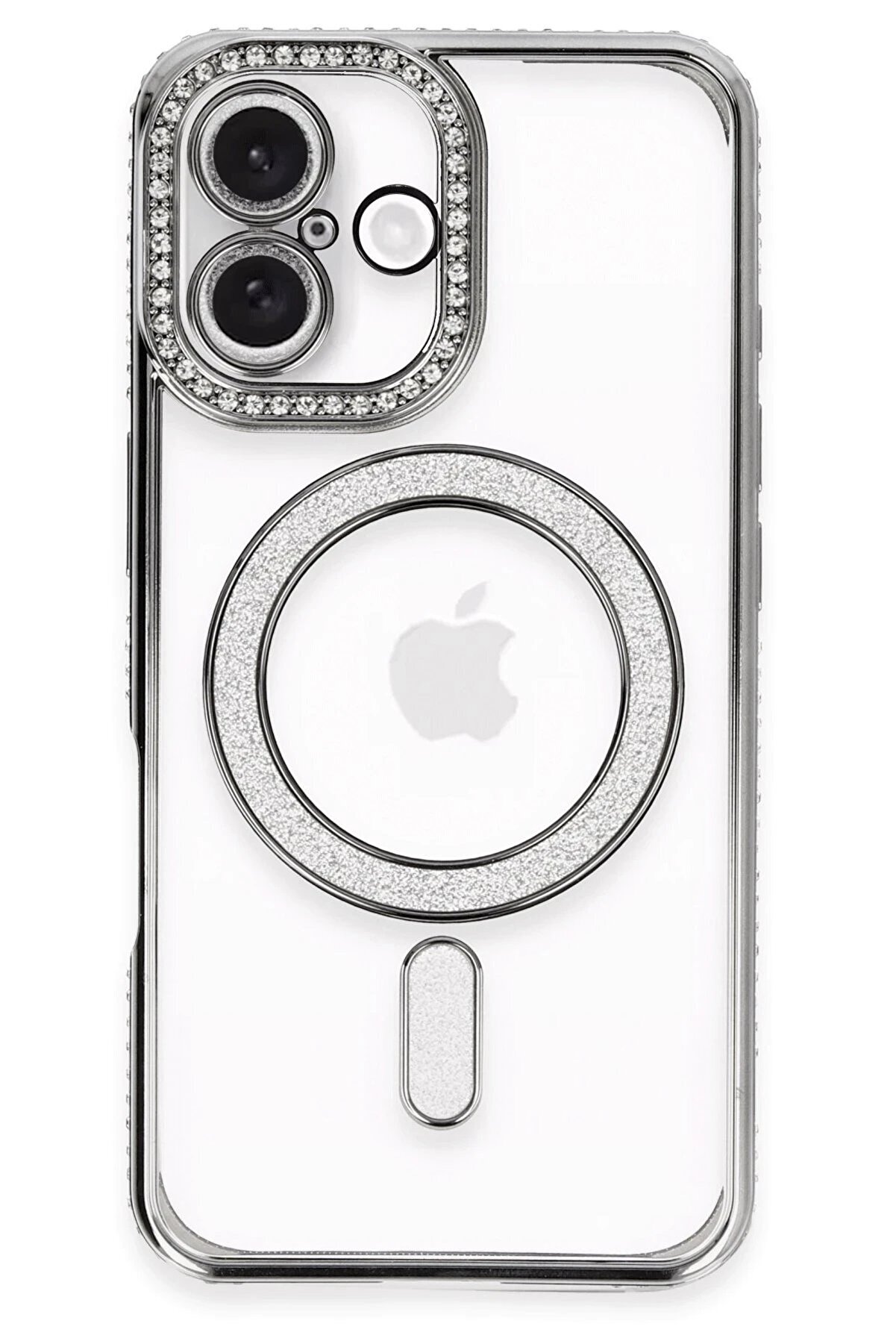 CepteToptan iPhone 16 Plus Kılıf Joke Simli Magneticsafe Kılıf - Gri - DROPX1281-7165