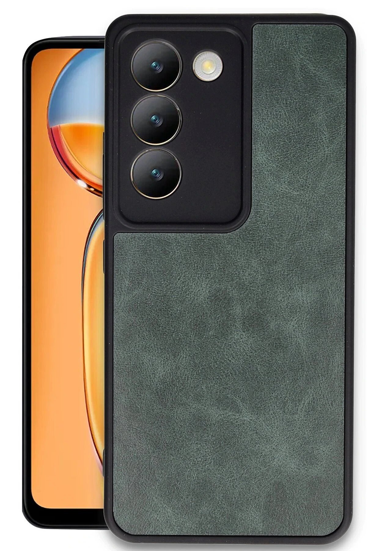 CepteToptan Vivo V30 Lite 4G Kılıf Aras Deri Kapak - Koyu Yeşil - DROPX6072-1854