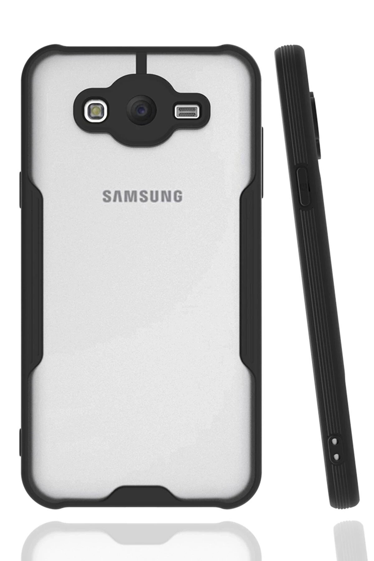 CepteToptan Samsung Galaxy J7 Kılıf Platin Silikon - Siyah - DROPX1677-6490