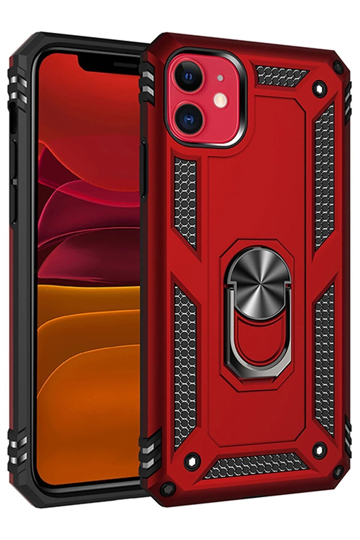 CepteToptan iPhone 11 Kılıf Sofya Y&uuml;z&uuml;kl&uuml; Silikon Kapak - Kırmızı - DROPX5822-9611