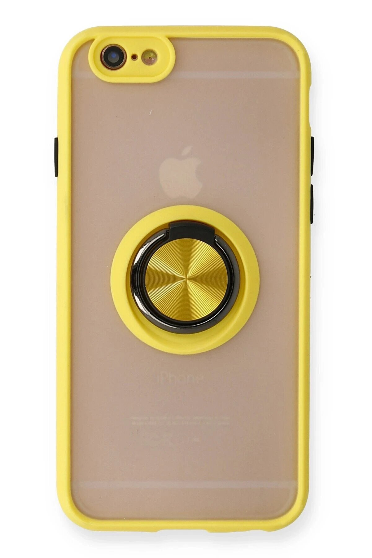 CepteToptan iPhone 6 Kılıf Montreal Yüzüklü Silikon Kapak - Sarı - DROPX2201-8590