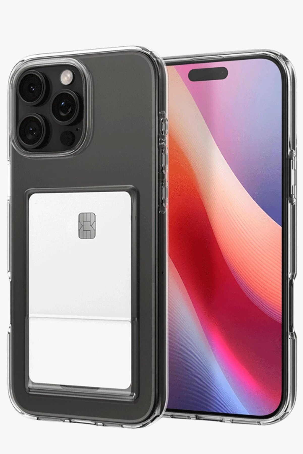 CepteToptan iPhone 16 Pro Max Kılıf Kart Şeffaf Silikon - Şeffaf - DROPX5008-7875