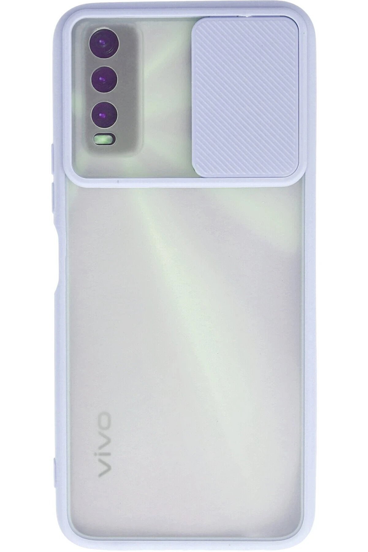 CepteToptan Vivo Y11S Kılıf Palm Buzlu Kamera S&uuml;rg&uuml;l&uuml; Silikon - Lila - DROPX6102-5861