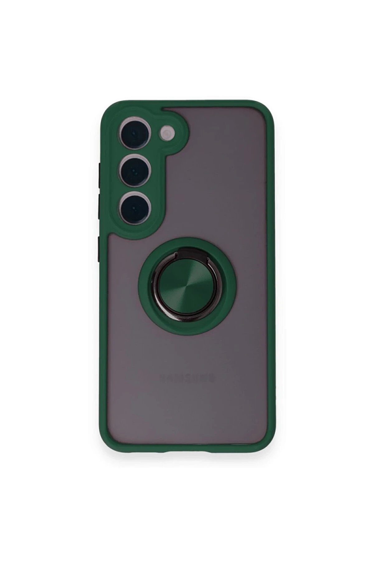 CepteToptan Samsung Galaxy S24 FE Kılıf Montreal Yüzüklü Silikon Kapak - Yeşil - DROPX6731-1239