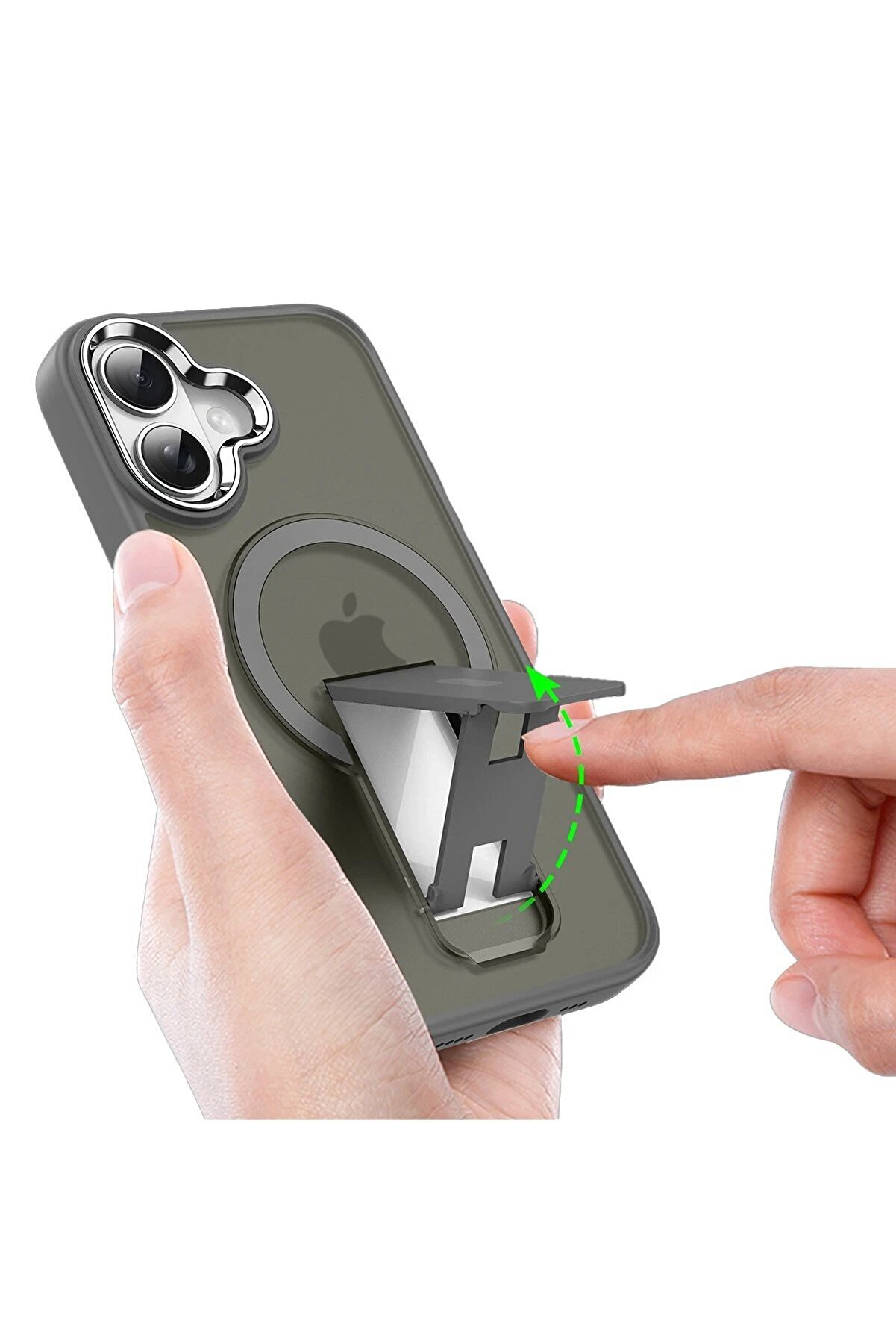 İphone 16 Plus Kılıf Tork Magsafe Standlı Kapak - Si̇yah - Dropx9550-2581