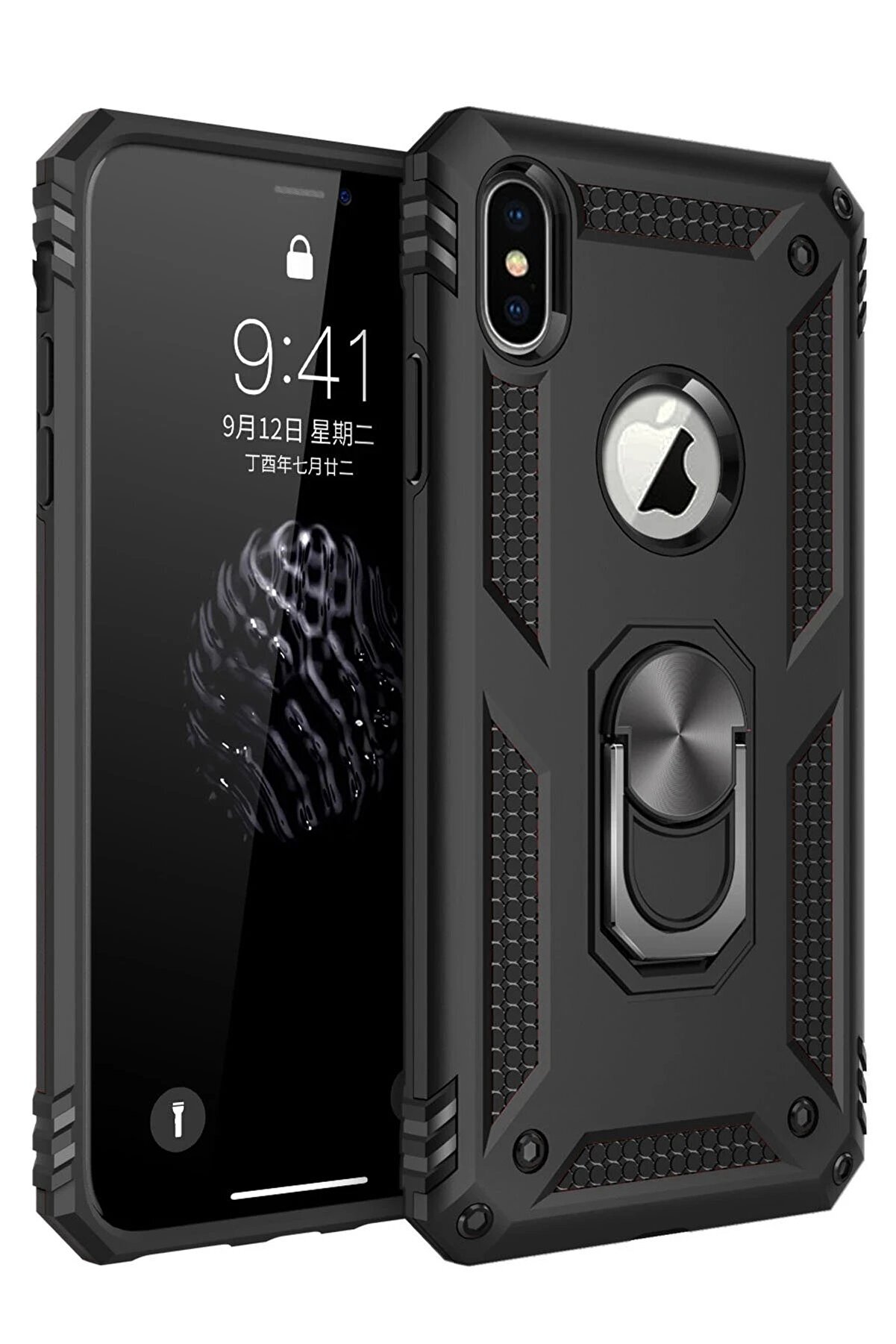 CepteToptan iPhone XS Max Kılıf Sofya Y&uuml;z&uuml;kl&uuml; Silikon Kapak - Siyah - DROPX2206-9603