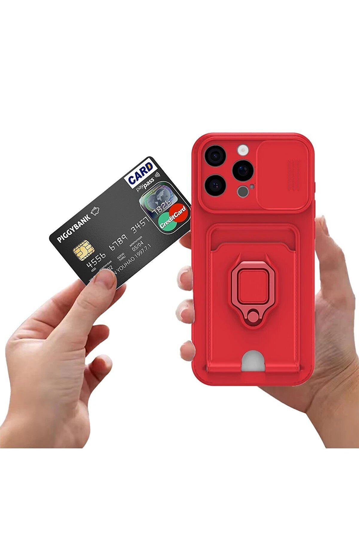 İphone 16 Kılıf Zuma Kartvi̇zi̇tli̇ Yüzüklü Si̇li̇kon - Pembe - Dropx3370-8115