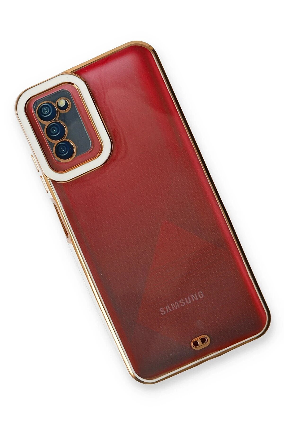 Samsung Galaxy A03S Kılıf Li̇va Lens Si̇li̇kon - Beyaz - Dropx3575-2126